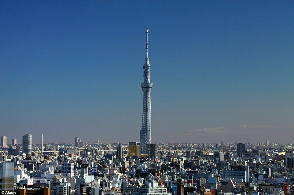 Tokyo Skytree, Tokyo, Nhật Bản: Với 633 m,  Tokyo Skytree là tháp cao thứ hai trên thế giới.  
