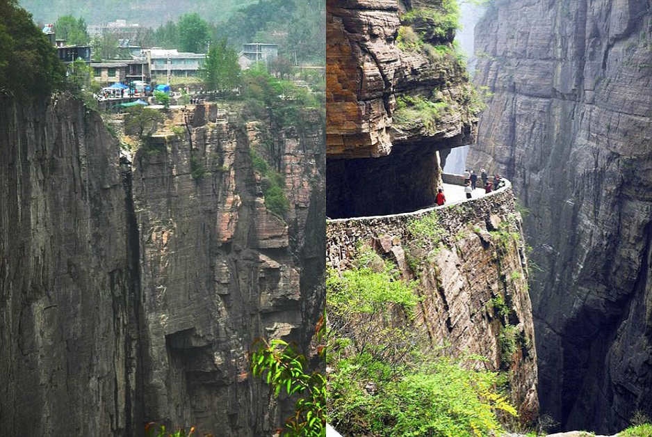 Hình ảnh ngôi làng trên đỉnh núi cheo leo.