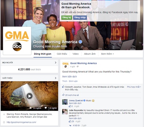 Trang Facebook Good Morning America.
