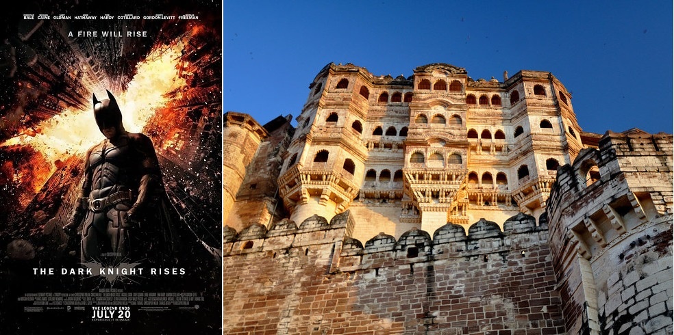 The Dark Knight Rises (Kỵ sĩ bóng đêm trỗi dậy) - Pháo đài Mehrangarh, Ấn Độ: Pháo đài này là nơi quay ngoại cảnh của nhà tù Pit huyền thoại trong tập phim Batman nổi tiếng này. Đây còn là một bảo tàng với nhiều hiện vật thú vị.
