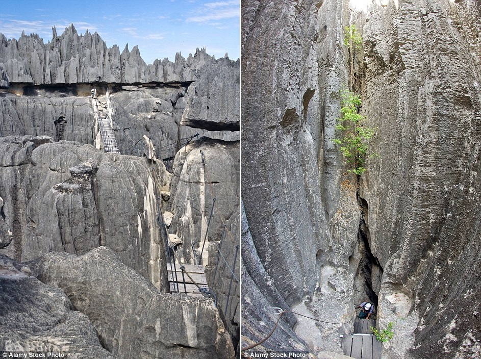 Chỉ khi đi xuống dưới các tháp đá, bạn mới có thể thấy thế giới bí mật của những hẻm núi và hang động.