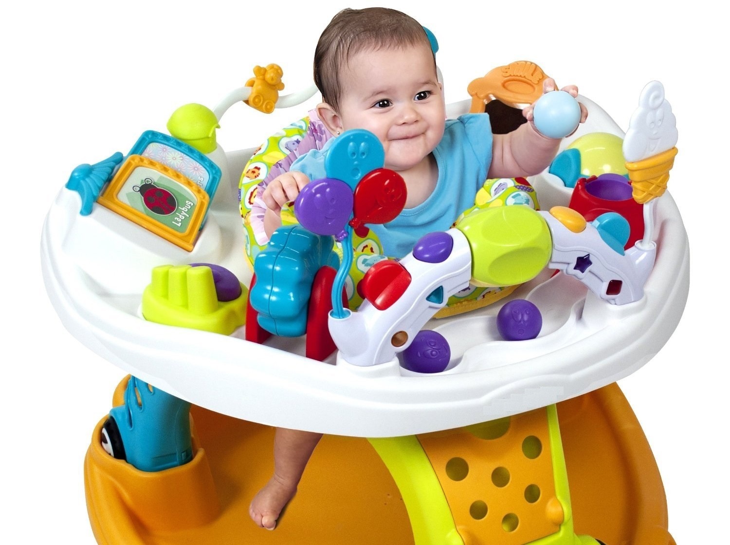 1. Ghế tập đi cho trẻ em (Canada): Từ năm 2004, các nhà khoa học Canada đã kết luận rằng các ghế tập đi có thể dẫn tới chấn thương đầu, gẫy xương, thậm chí là tử vong ở trẻ em, do chúng cho đứa trẻ khả năng vận động lớn hơn bình thường. Do đó chính phủ Canada đã ban hành lệnh cấm sử dụng loại xe này. Ảnh: Kolcraft.