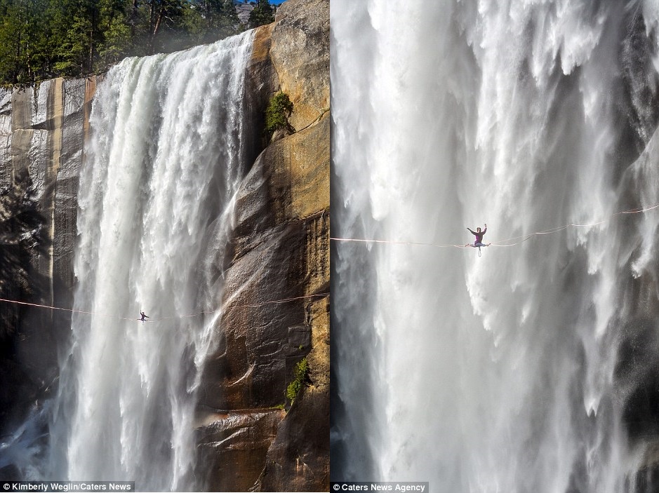 Cô gái nhào lộn trên dây giữa thác ảnh 3 Co gai nhao lon tren day giua thac anh 3