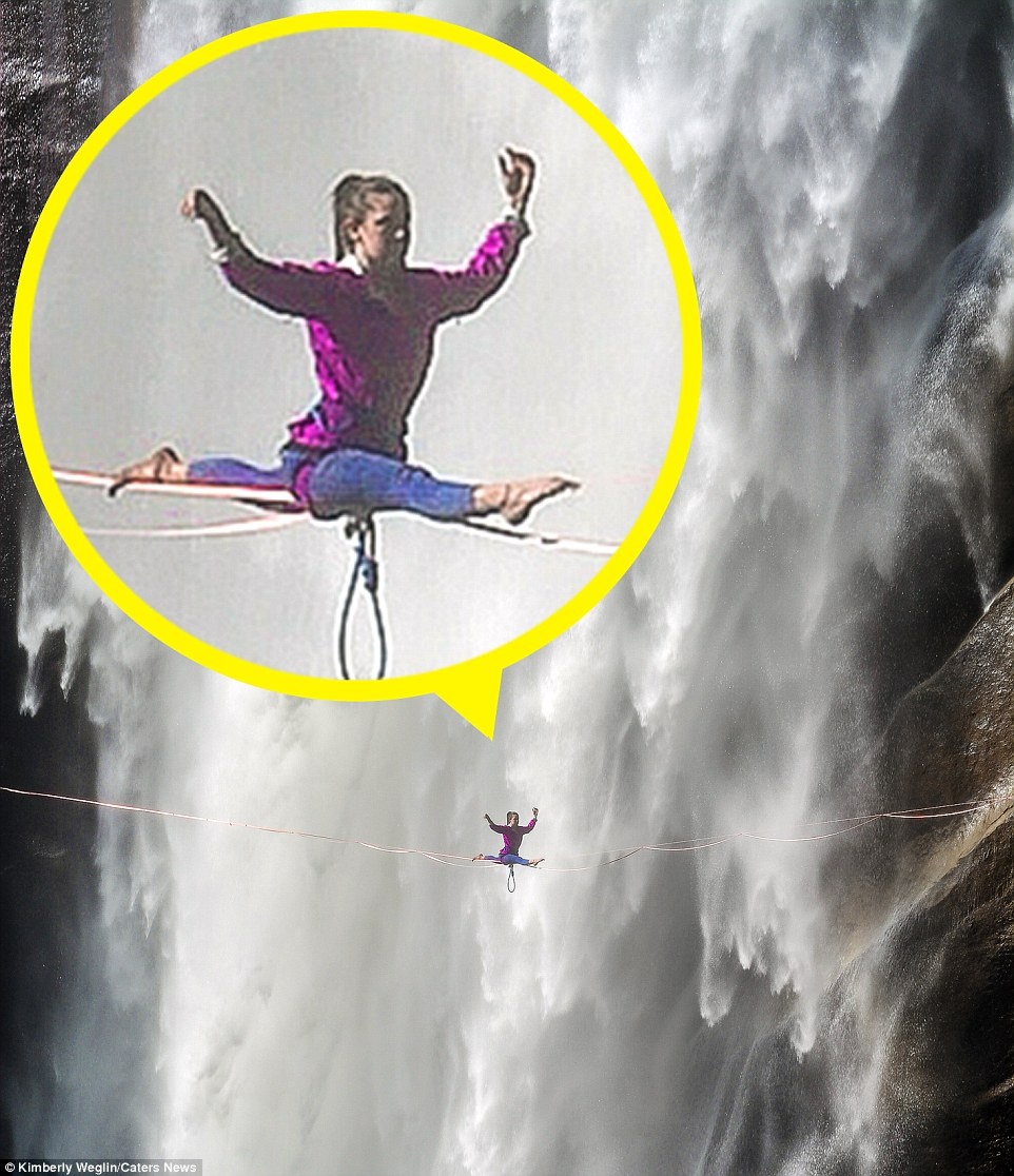 Cô gái nhào lộn trên dây giữa thác ảnh 4 Co gai nhao lon tren day giua thac anh 4