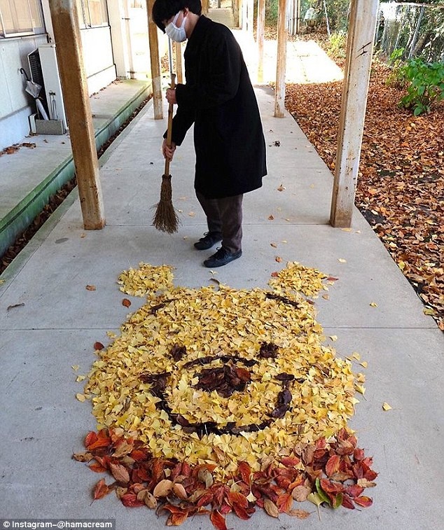 Những hình xếp độc đáo từ lá rụng ở Nhật Bản ảnh 6 Nhung hinh xep doc dao tu la rung o Nhat Ban anh 6