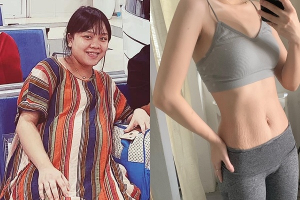 Me mot con giam 30 kg sau sinh, lay lai eo thon khi o nha gian cach hinh anh