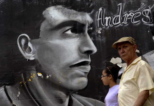 Andres Escobar at the street in Medellin, Antioquia department, Colombia on July 1, 2014