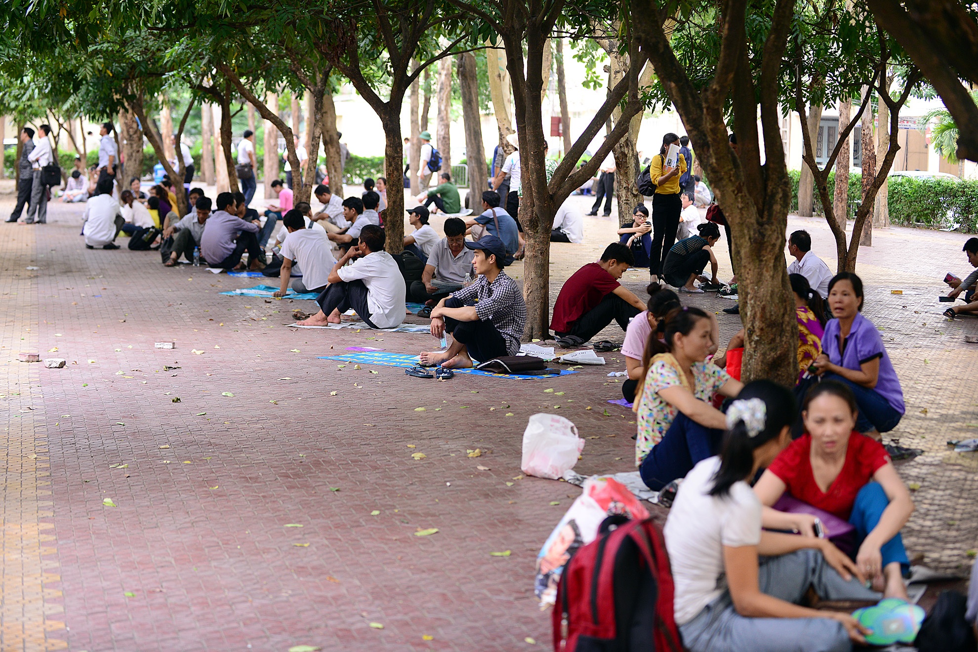 Phụ huynh ngồi vật vã ngoài đường, vỉa hè