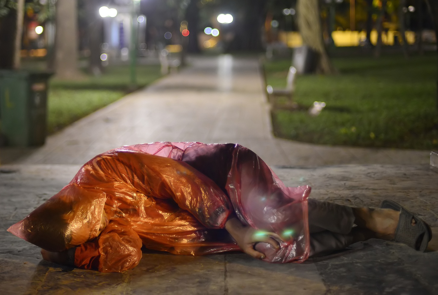 Canh doi khong nha cua trong dem dong gia lanh hinh anh