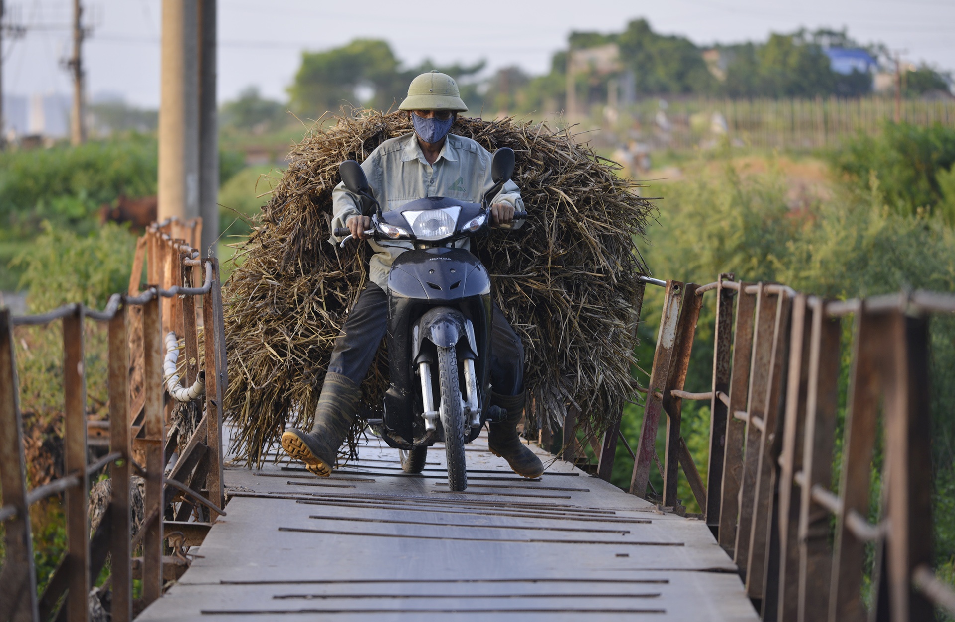 Nguoi dan lieu minh qua cay cau sap sap o Ha Noi anh 6