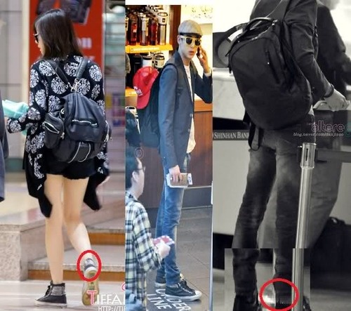 Giầy được xếp vào vật dụng thời trang của sao ở sân bay, nên ít người chú ý tới độ trùng lặp. Cặp KhunFany có vẻ yên tâm nên diện khá nhiều lần. Ảnh: tumblr