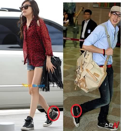 Giầy giống nhau diện ở sân bay. Ảnh: tumblr