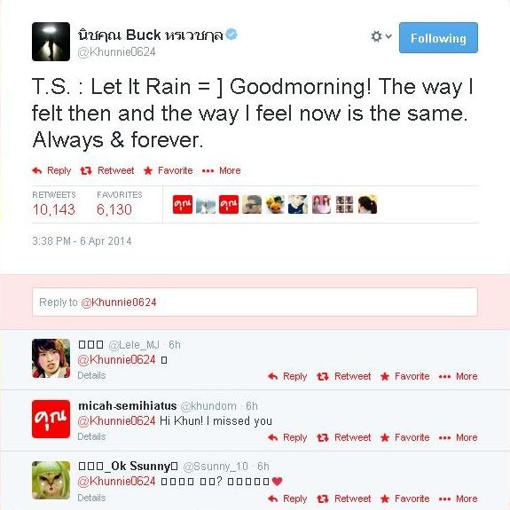 Dòng cập nhật mới nhất của Nickhun. Ảnh: twitter