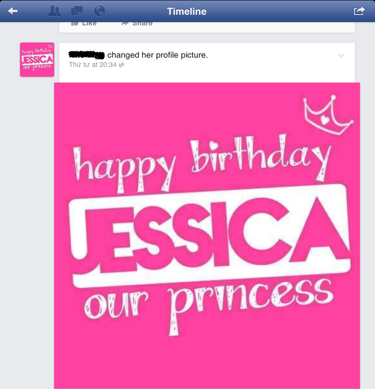 Một sones Việt thay avatar màu hồng mừng sinh nhật Jessica. Ảnh: Facebook