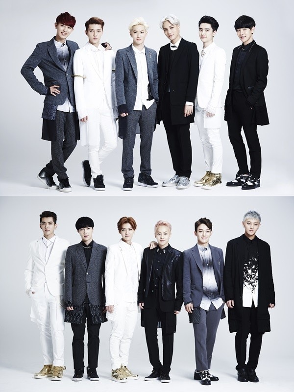 EXO gồm 2 nhóm nhỏ EXO-K (ảnh trên) và EXO-M. Ảnh: SM