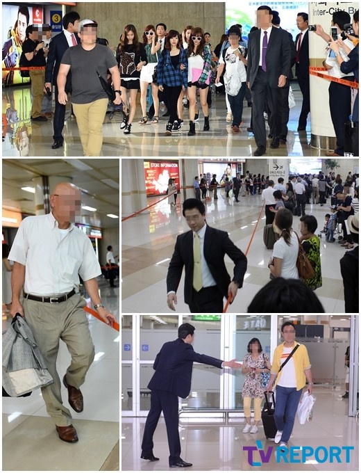 An ninh sân bay được xiết chặt khi SNSD xuất hiện. Ảnh: tvreport