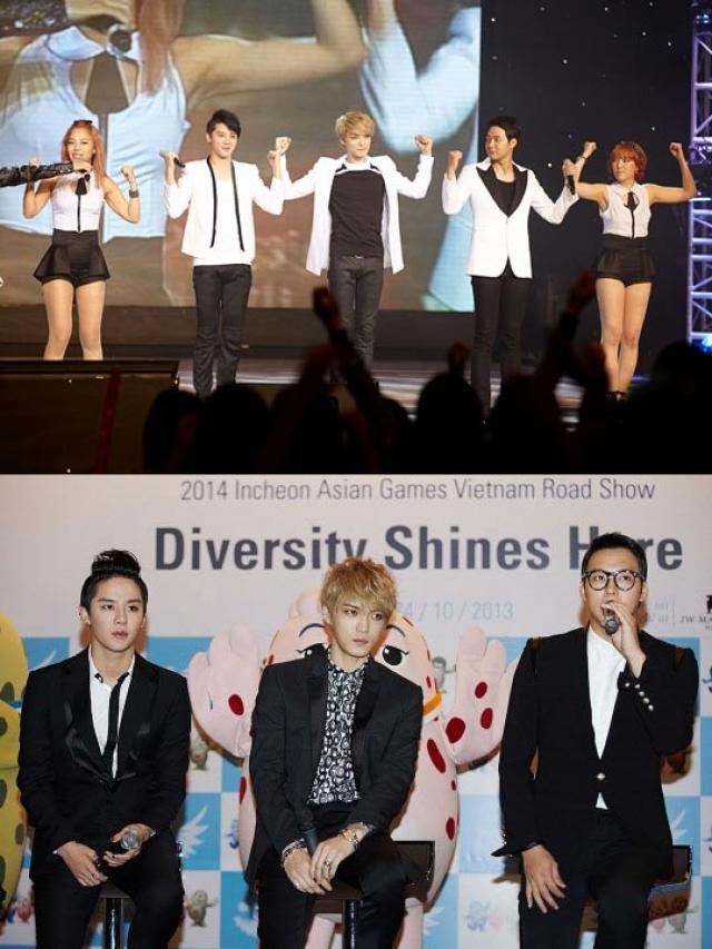 Ba chàng trai JYJ từng sang Việt Nam năm 2013 để quảng bá cho Incheon Asian Games 2014. Ảnh: dramareap