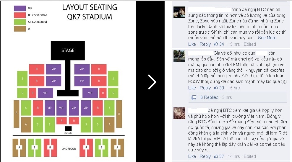 Một bộ phận fan Việt tỏ ra lo ngại cho khả năng bán vé của concert. Ảnh: facebook