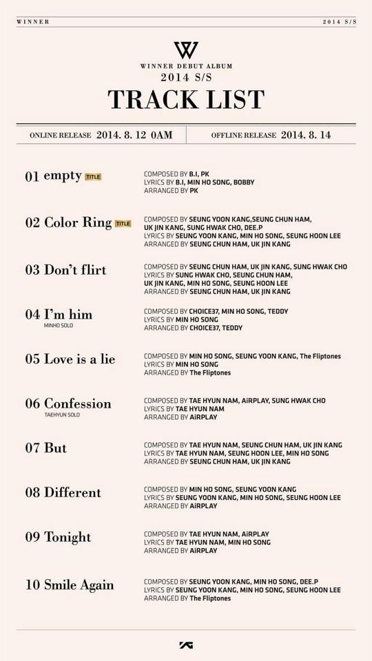 Danh sách bài hát trong album sẽ ra mắt ngày 12/8. 