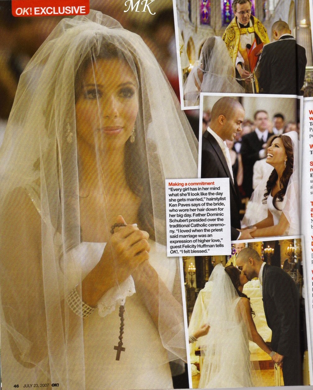 $2M: Eva Longoria weds Tony Parker (OK! Magazine, July 2007)