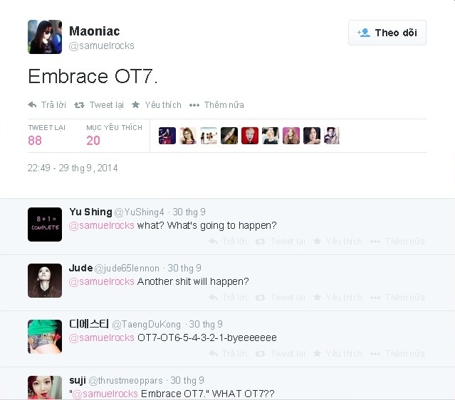 Chia sẻ của Maoniac ám chỉ đội hình 7 người của SNSD.