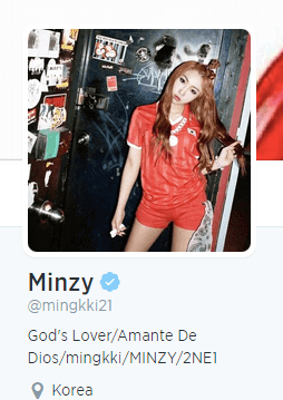 Phần giới thiệu bản thân trước ngày 16/10 của Minzy trên Twitter.