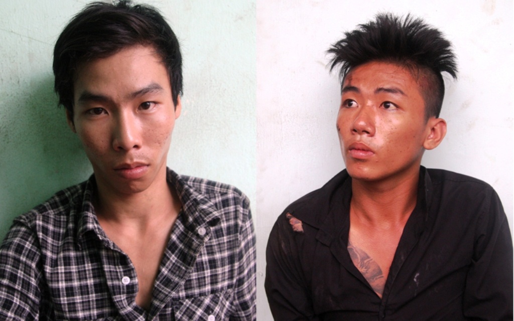 Nguyên và Tâm tại cơ quan công an.