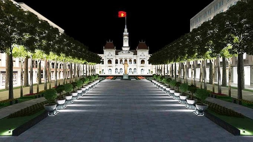 Lat da granite lam dep duong Nguyen Hue hinh anh