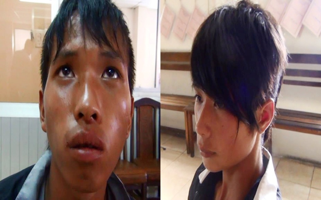 Lo và Khánh tại cơ quan công an.