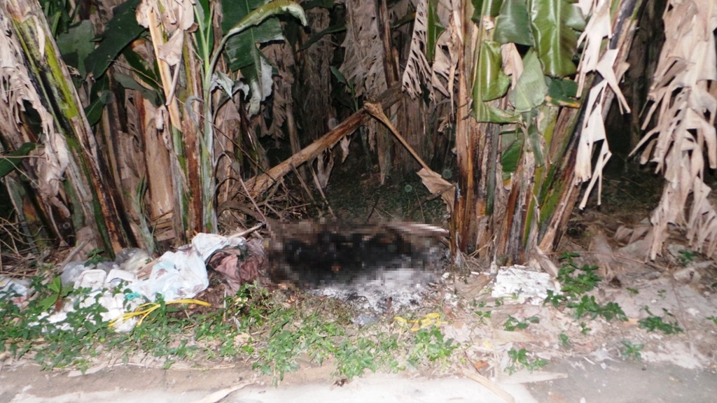 Xac nguoi chay den trong bui chuoi o Sai Gon hinh anh