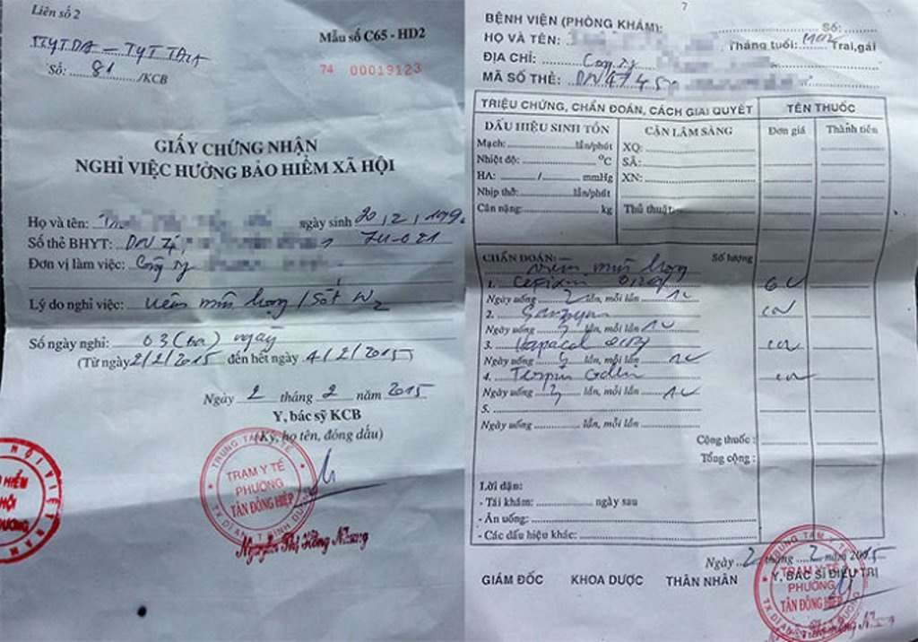 Ban khong giay chung nhan benh cho cong nhan hinh anh