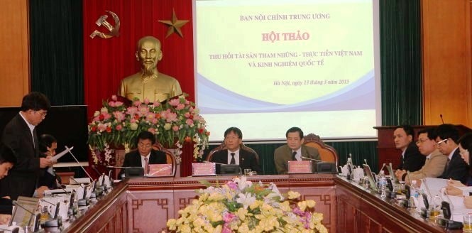 Hội thảo “thu hồi tài sản tham nhũng - thực tiễn Việt Nam và kinh nghiệm quốc tế” diễn ra tại Ban Nội chính Trung ương sáng 13-3.