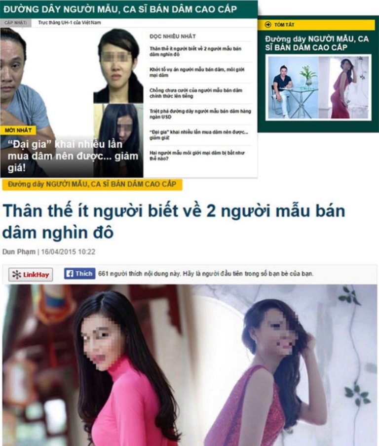 Một số trang mạng đưa tên tuổi, hình ảnh người mẫu bán dâm.