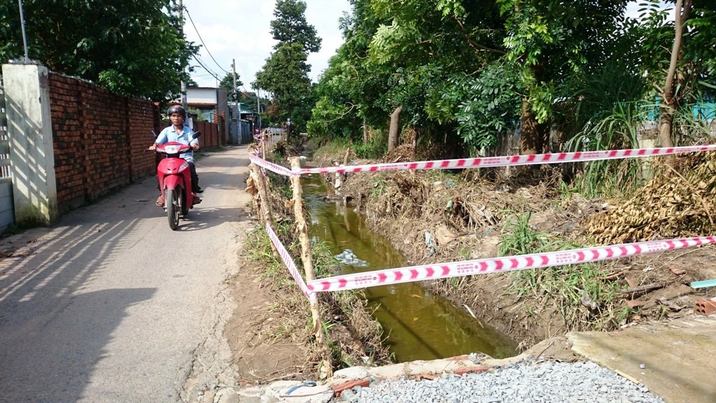 Đoạn suối nơi thi thể bà Tư kẹt lại sau khi bị nước cuốn.