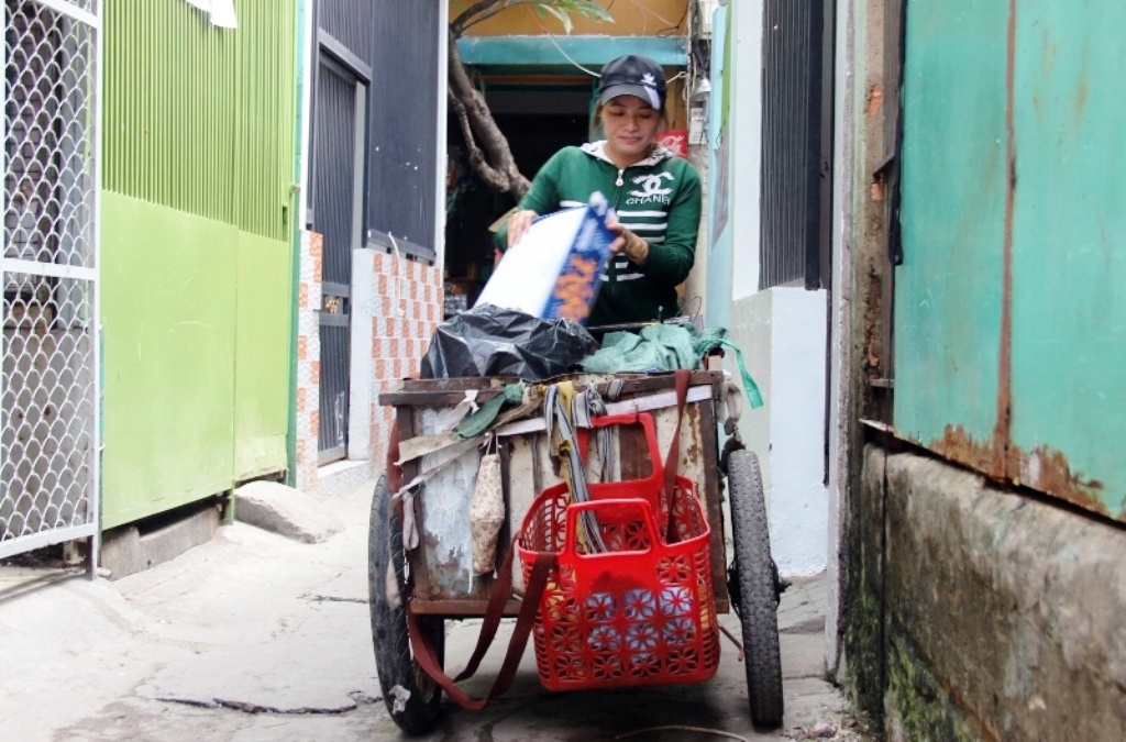 Cị Huỳnh Thị Ánh Hồng, người ve chai nhặt được 5 triệu yen đã trở lại Sài Gòn mưu sinh.