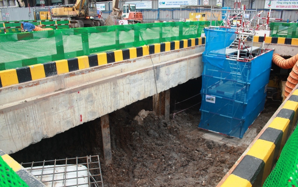 Một đoạn thi công ngầm tại hạng mục ga Nhà hát TP.