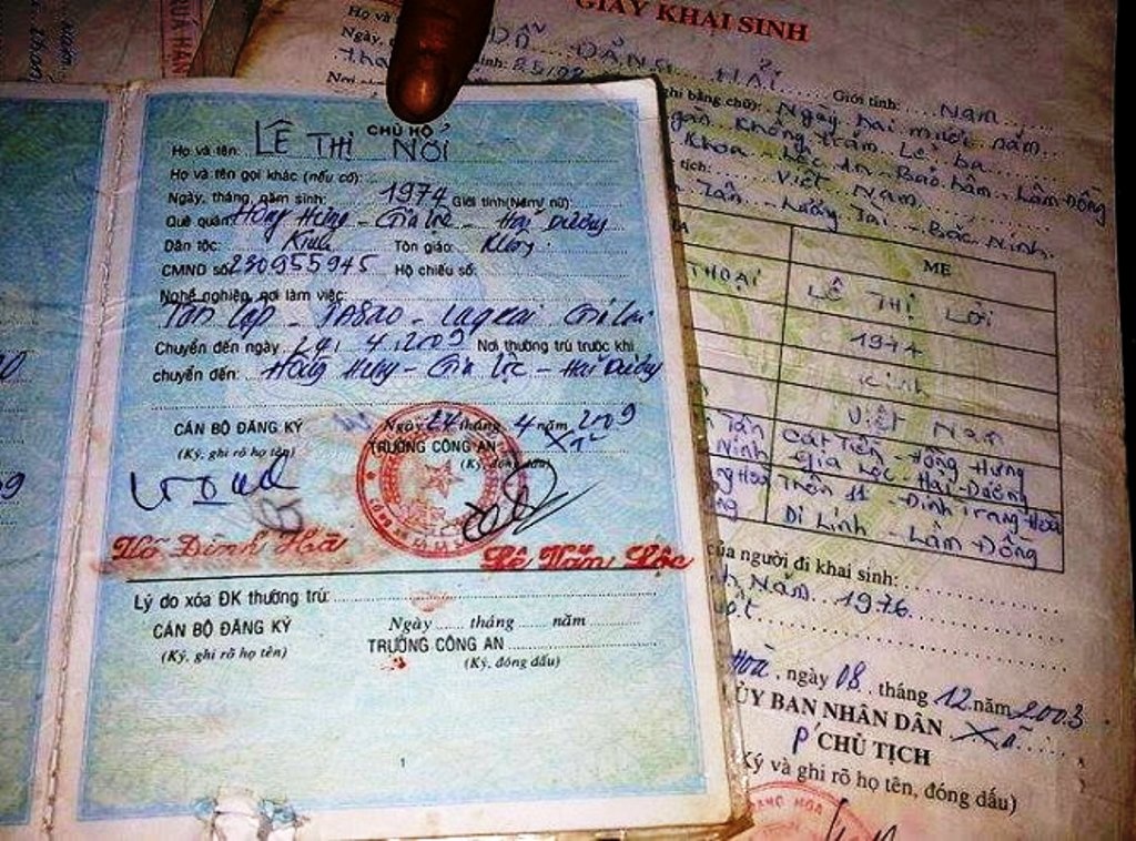 Hộ khẩu là Nởi, giấy khai sinh là Lởi.