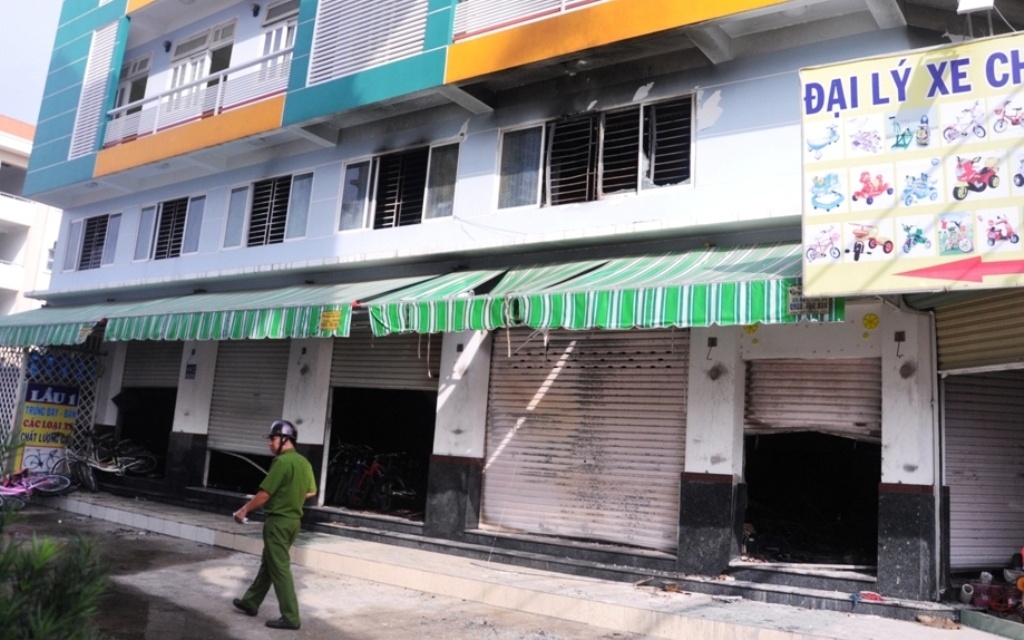 Cửa hàng xe đạp nơi xảy ra vụ hỏa hoạn.