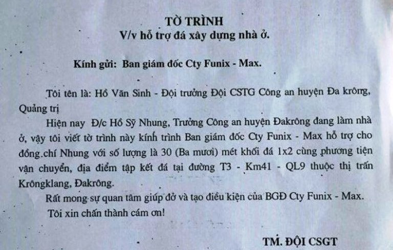 CSGT xin vat tu cua doanh nghiep cho truong cong an huyen hinh anh