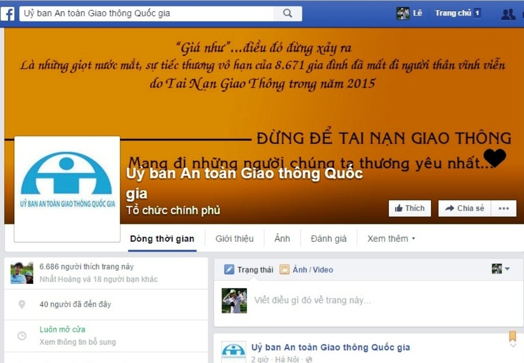 Uy ban ATGT Quoc gia cong bo trang Facebook hinh anh