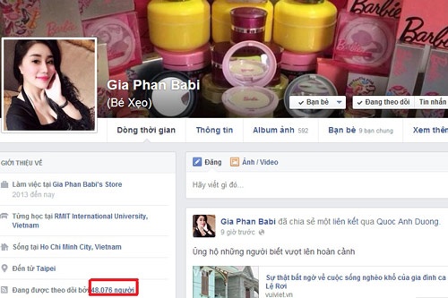 Trang cá nhân của Gia Phan thu hút hàng chục nghìn lượt theo dõi.