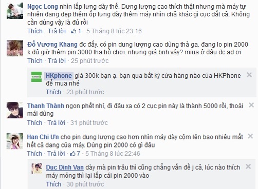 Người dùng hào hứng bình luận về cải tiến pin 3000 mAh.