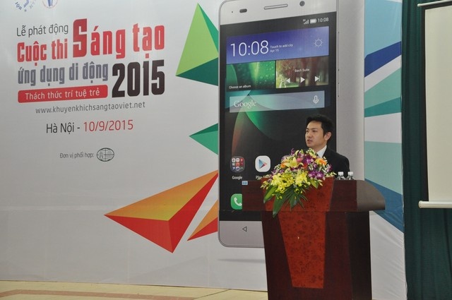 Ông Tony Lee (Phó Tổng Giám đốc Huawei Việt Nam) phát biểu tại lễ phát động cuộc thi Sáng tạo ứng dụng di động 2015. (Hình ảnh: Bảo Khánh)