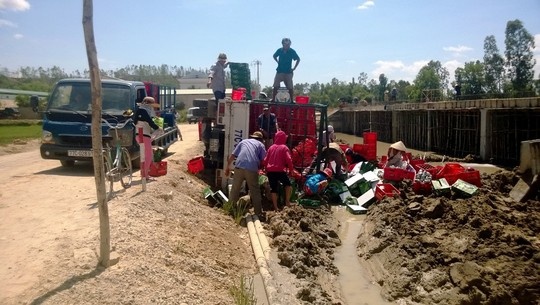 Nguoi dan giup tai xe cho bia bi lat nhat lai tai san hinh anh