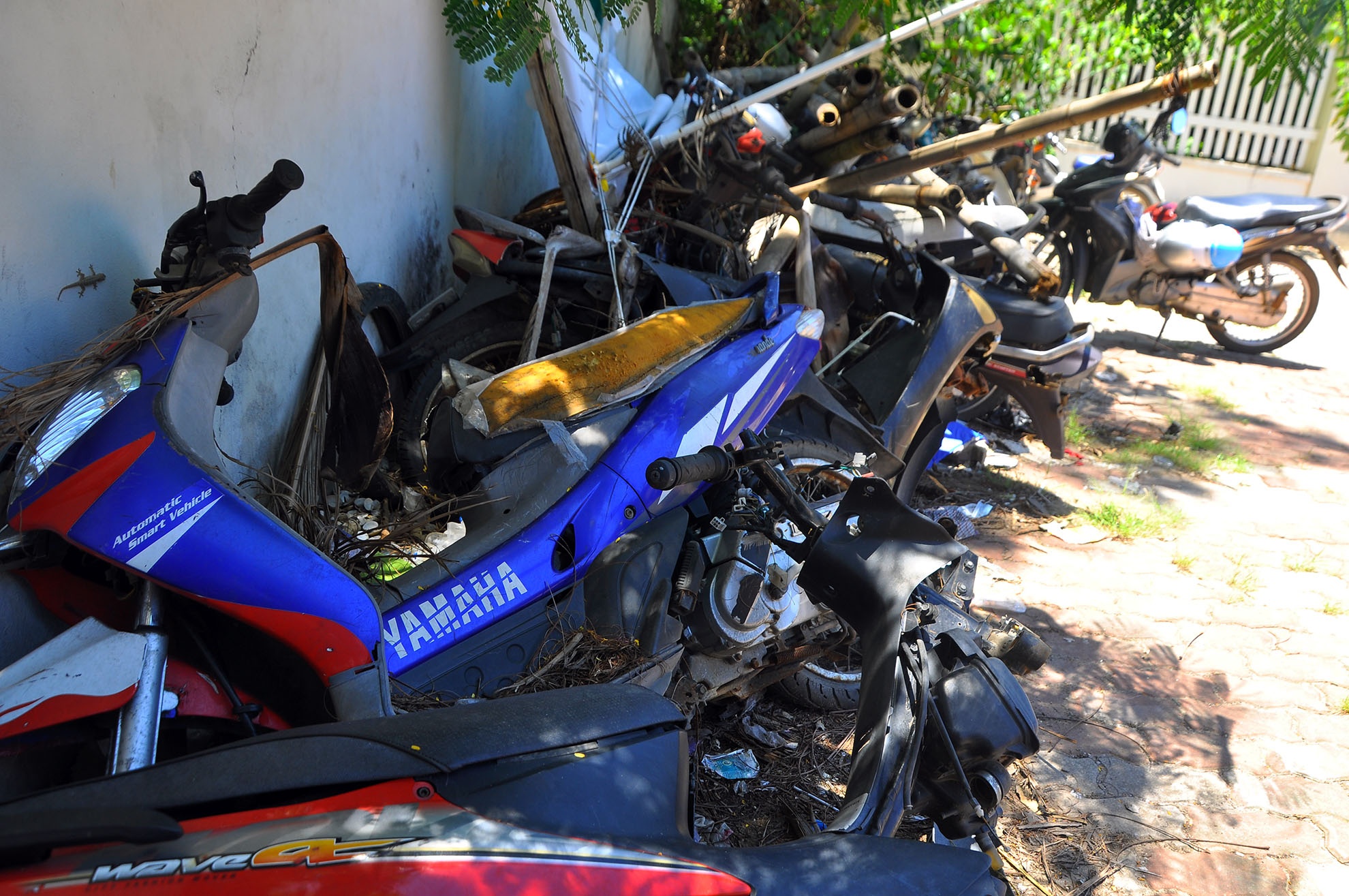 Xe vo chu hoen gi phoi mua nang trong benh vien hinh anh