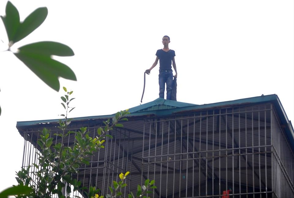 Thanh nien co thu tren noc nha hon nua ngay hinh anh