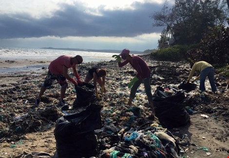 khách tây dọn rác ở Mũi Né ảnh 1 khach tay don rac o Mui Ne anh 1