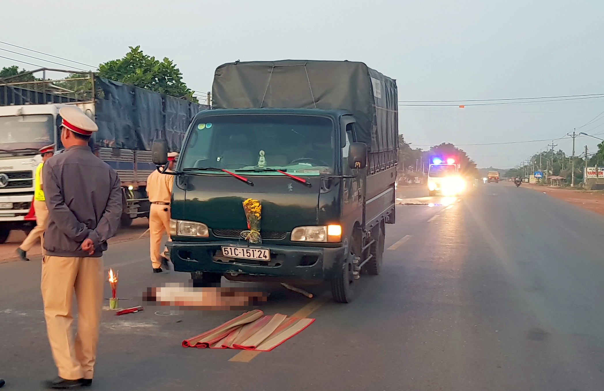 Nhat cui giua quoc lo, nguoi dan ong bi xe tai tong chet hinh anh