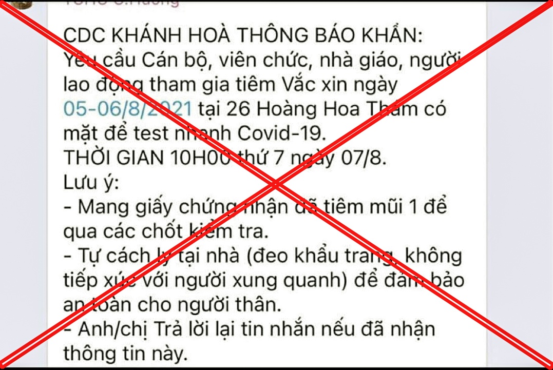 CDC Khanh Hoa bac tin yeu cau nguoi tiem vaccine di test nhanh nCoV hinh anh