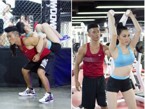Luong Bang Quang huan luyen the hinh cho ban gai Truong Nhi hinh anh